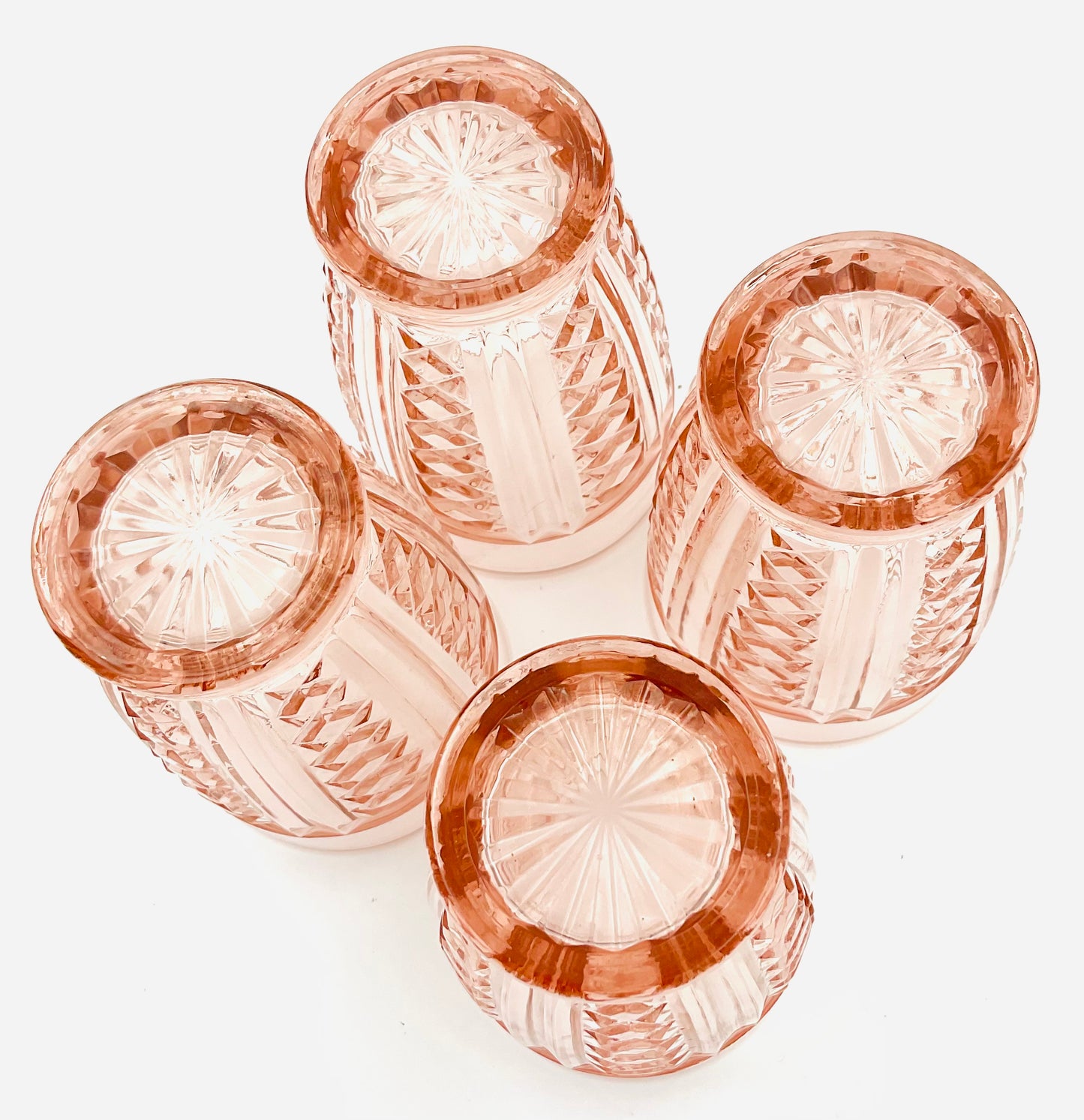 Vintage Anchor Hocking Pink Diamond Pattern Tumbler - Set of 4