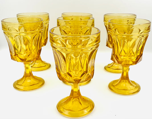 Vintage Anchor Hocking Fairfield Amber Footed Goblet