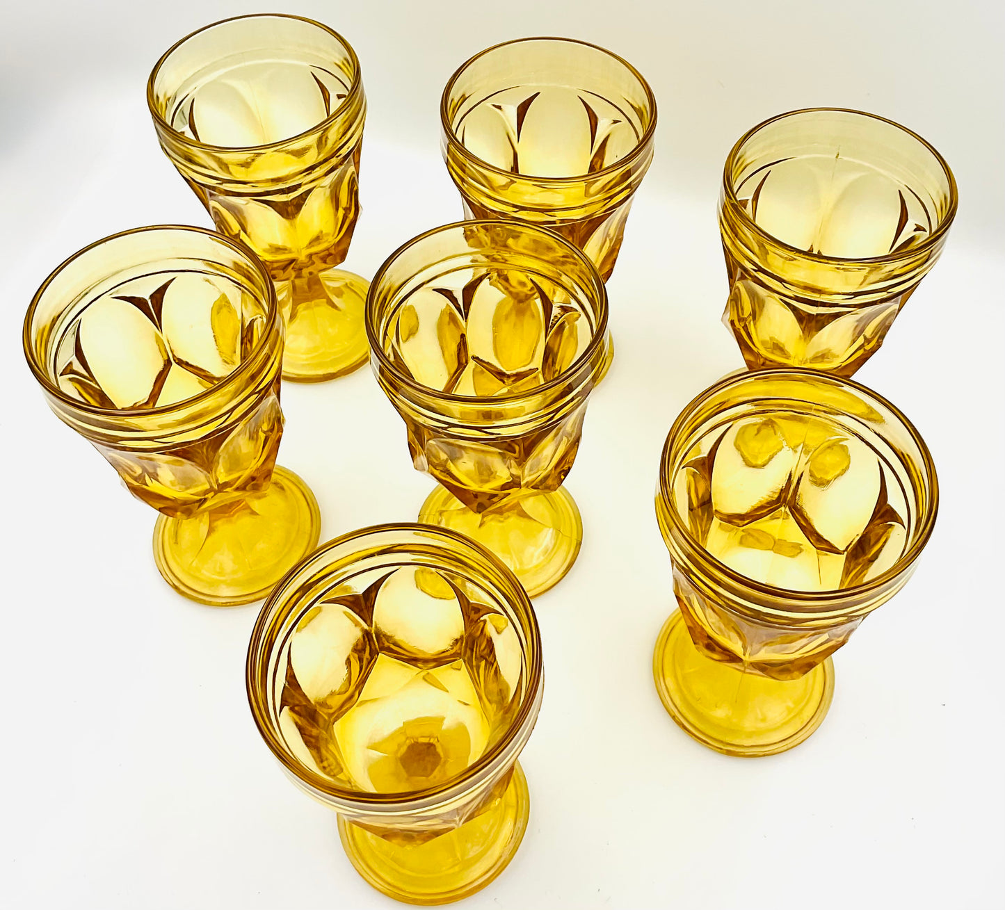 Vintage Anchor Hocking Fairfield Amber Footed Goblet