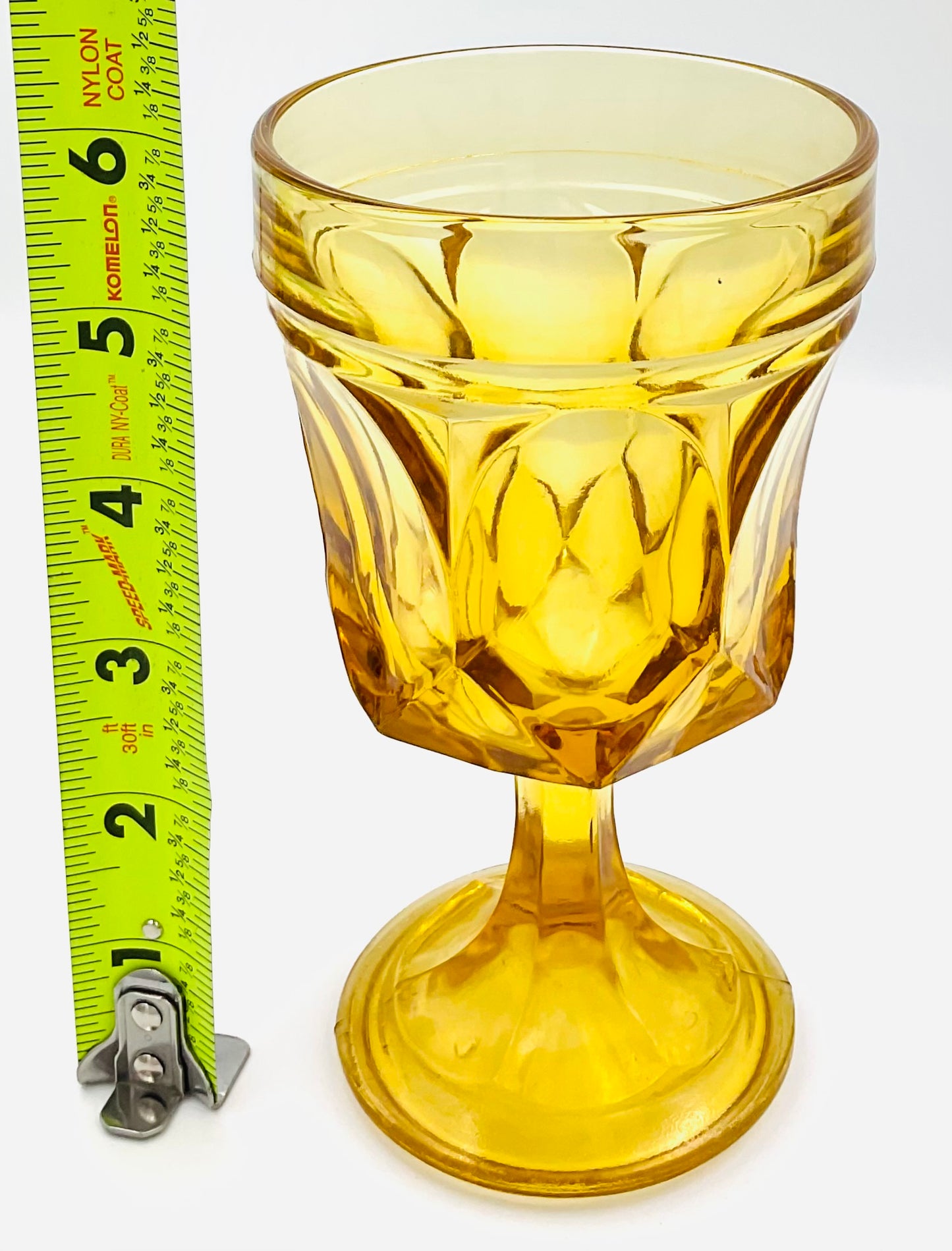 Vintage Anchor Hocking Fairfield Amber Footed Goblet