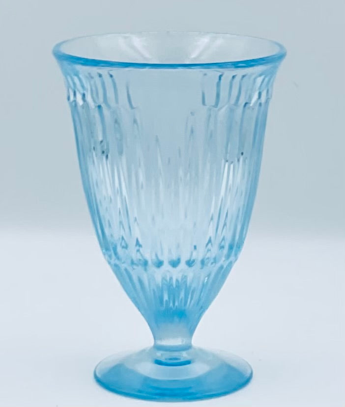 Vintage Fostoria Monet Light Blue Ribbed Goblets - Set of 4