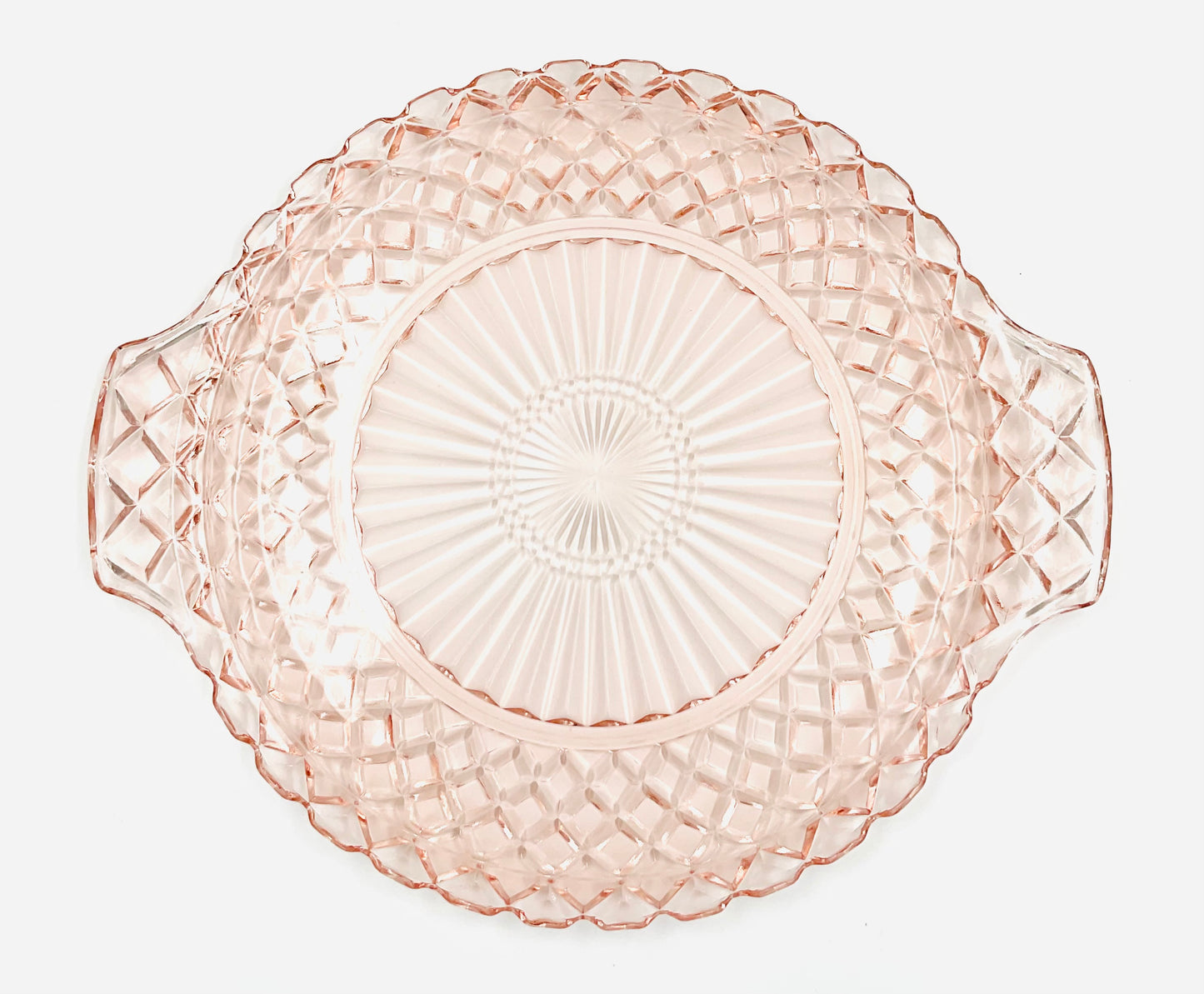 Vintage Anchor Hocking Waterford Waffle Pink Depression Glass Serving Plate