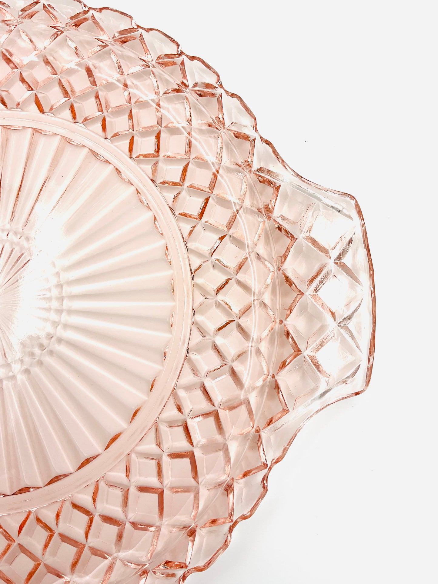 Vintage Anchor Hocking Waterford Waffle Pink Depression Glass Serving Plate