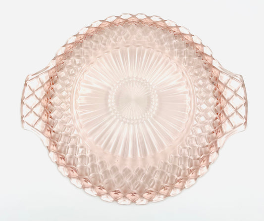 Vintage Anchor Hocking Waterford Waffle Pink Depression Glass Serving Plate