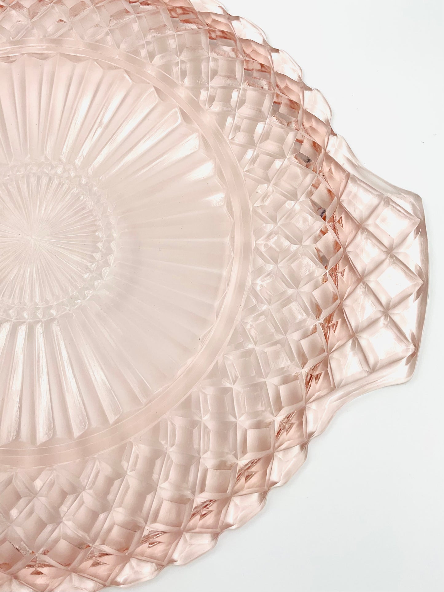 Vintage Anchor Hocking Waterford Waffle Pink Depression Glass Serving Plate