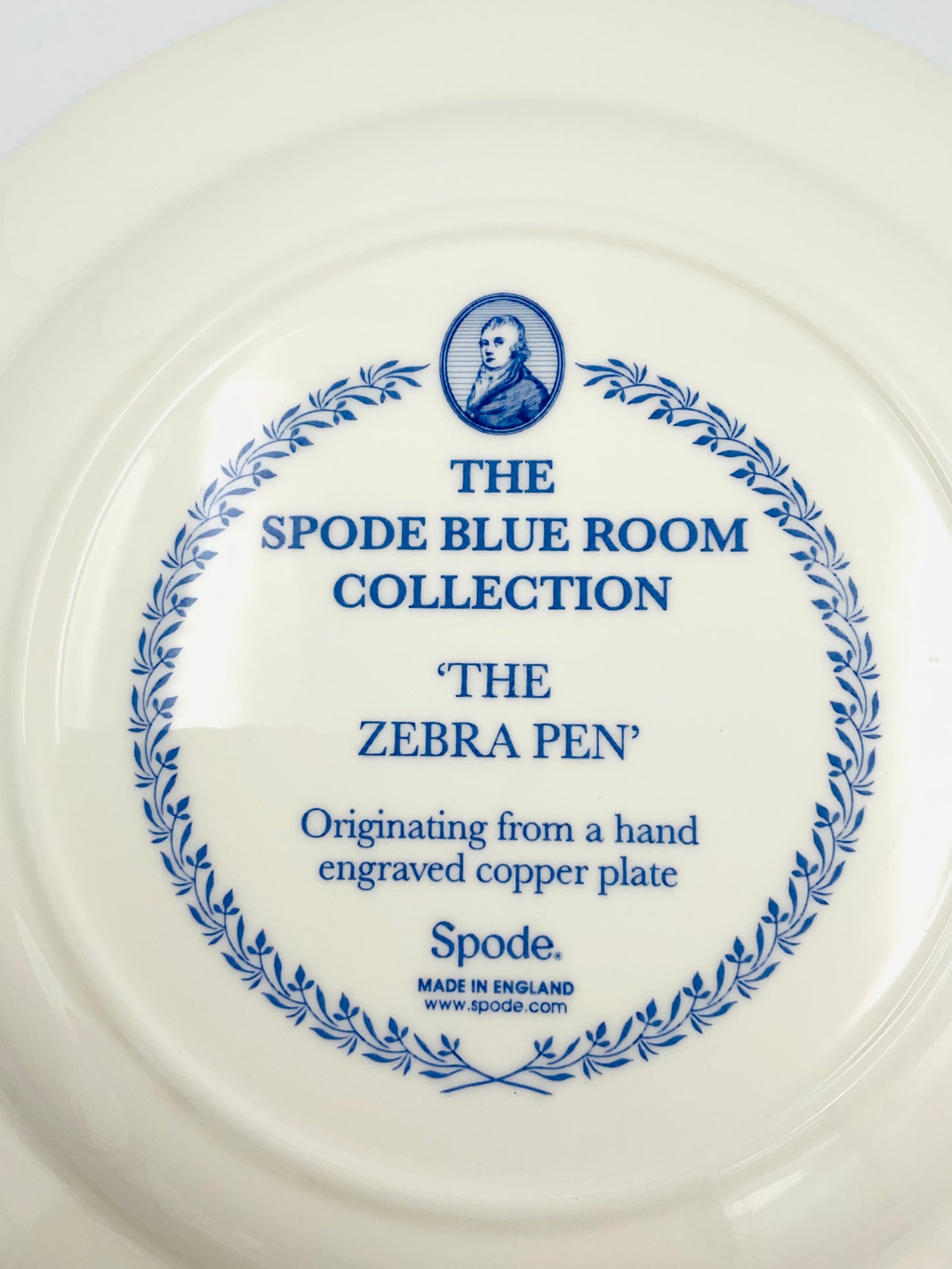 Spode Blue Room Collection “Zebra Pen” Plate