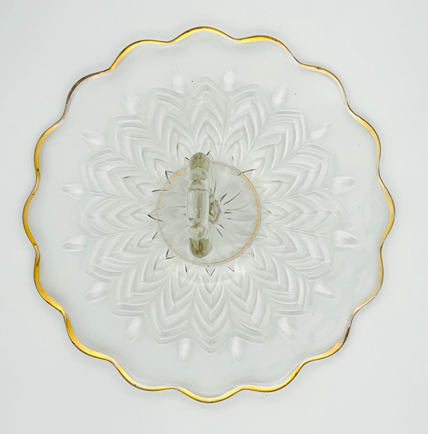 Vintage Jeannette Glass Feather Pattern Tidbit Tray