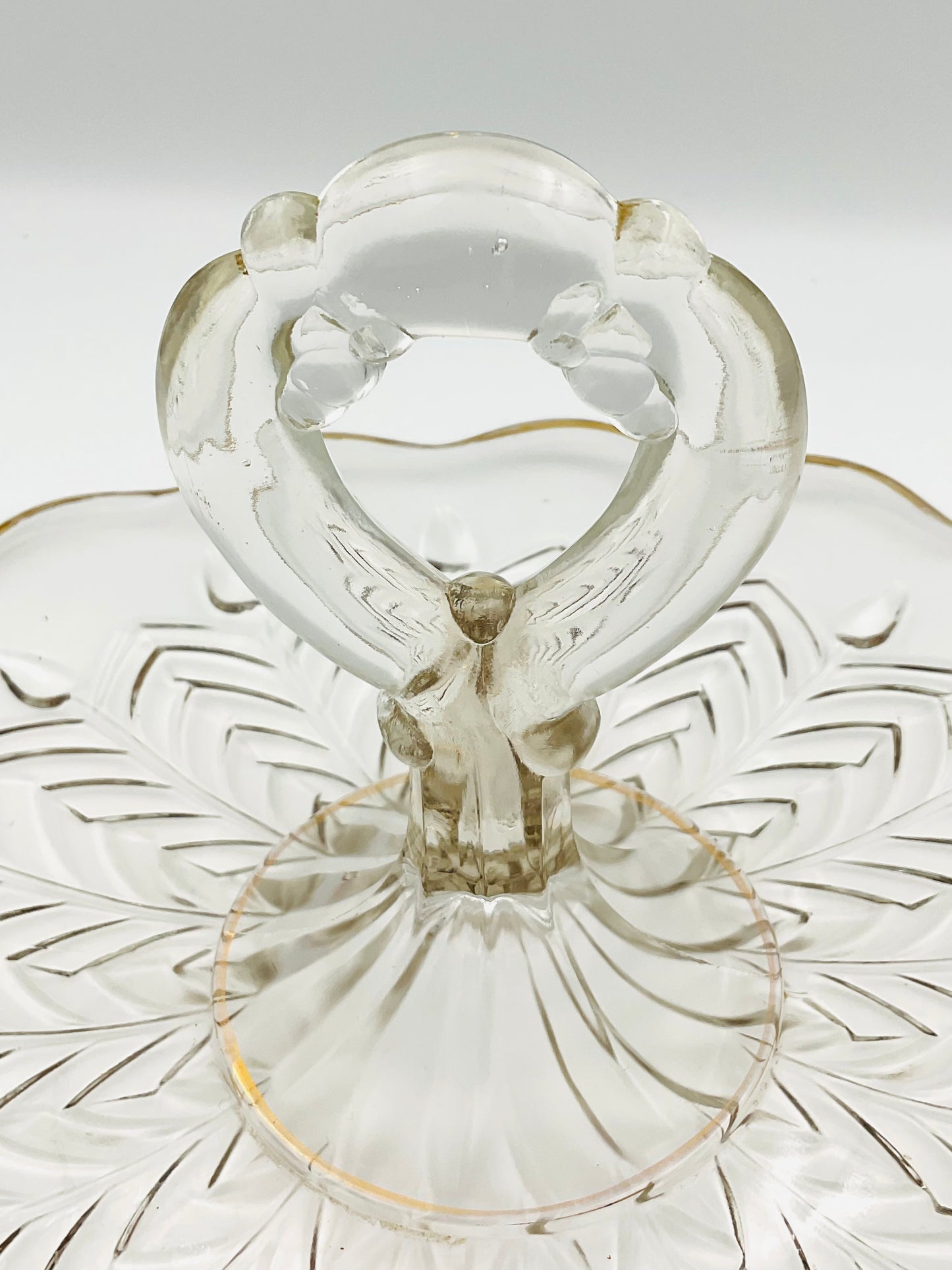 Vintage Jeannette Glass Feather Pattern Tidbit Tray