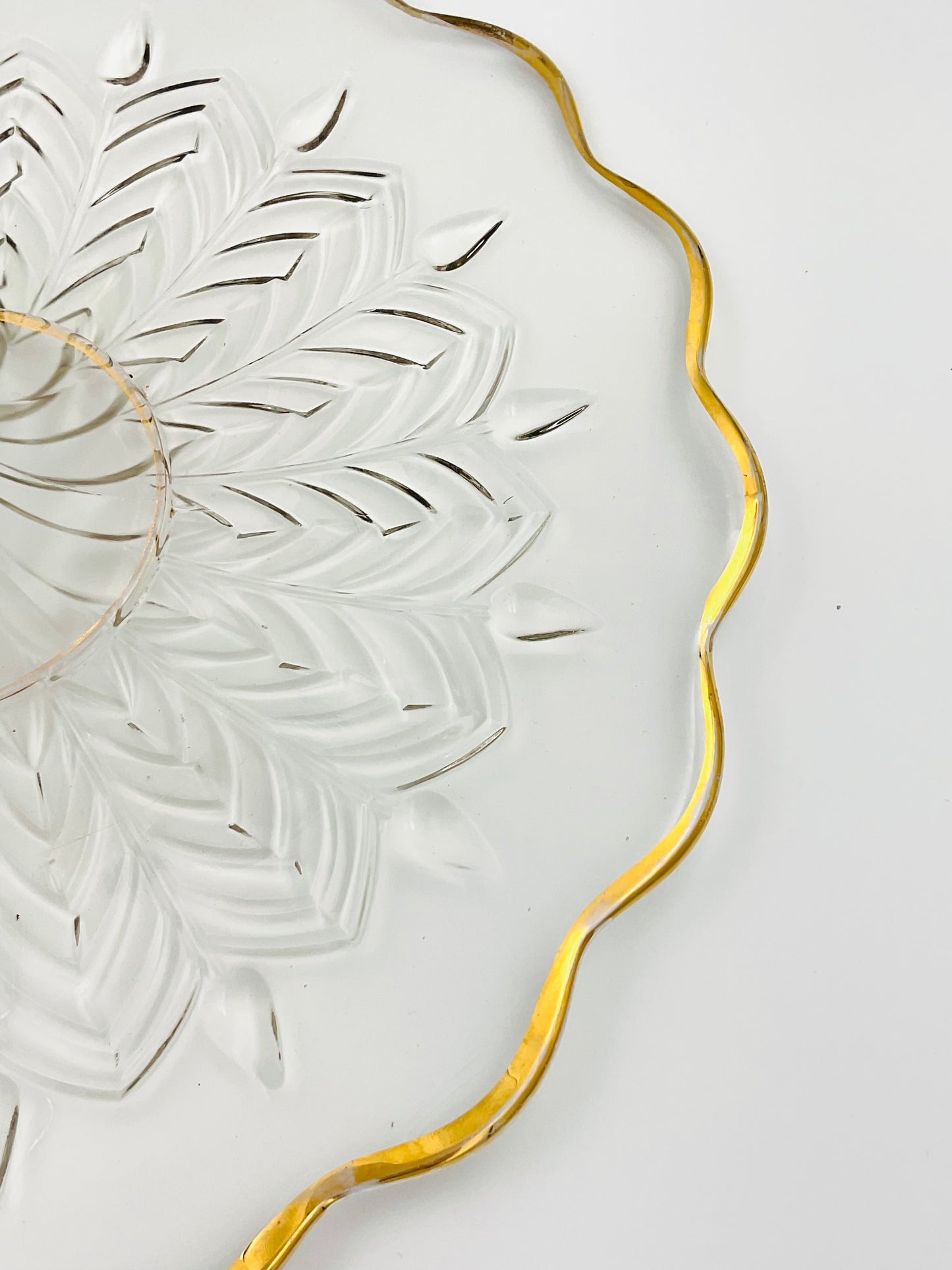 Vintage Jeannette Glass Feather Pattern Tidbit Tray