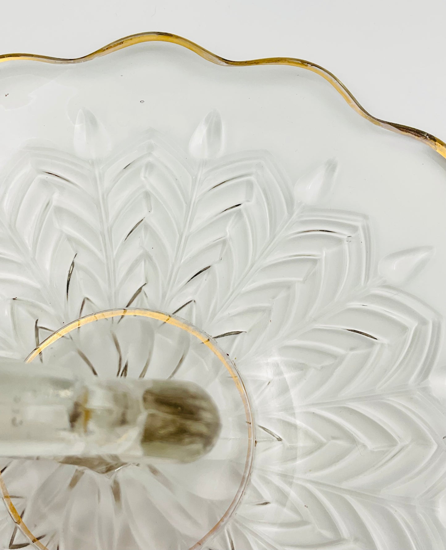 Vintage Jeannette Glass Feather Pattern Tidbit Tray