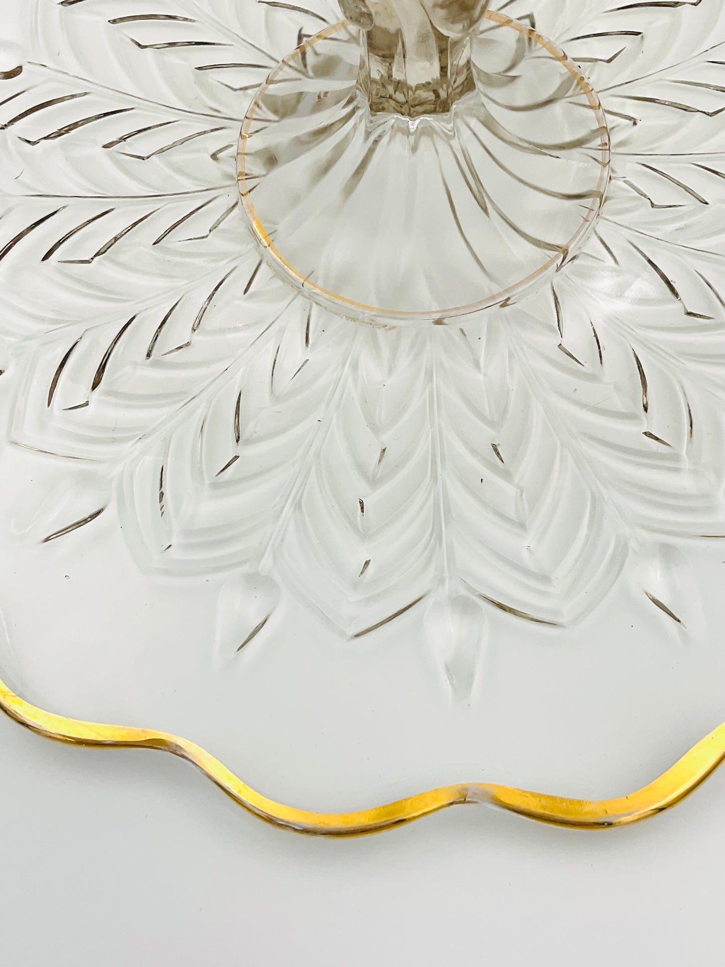 Vintage Jeannette Glass Feather Pattern Tidbit Tray