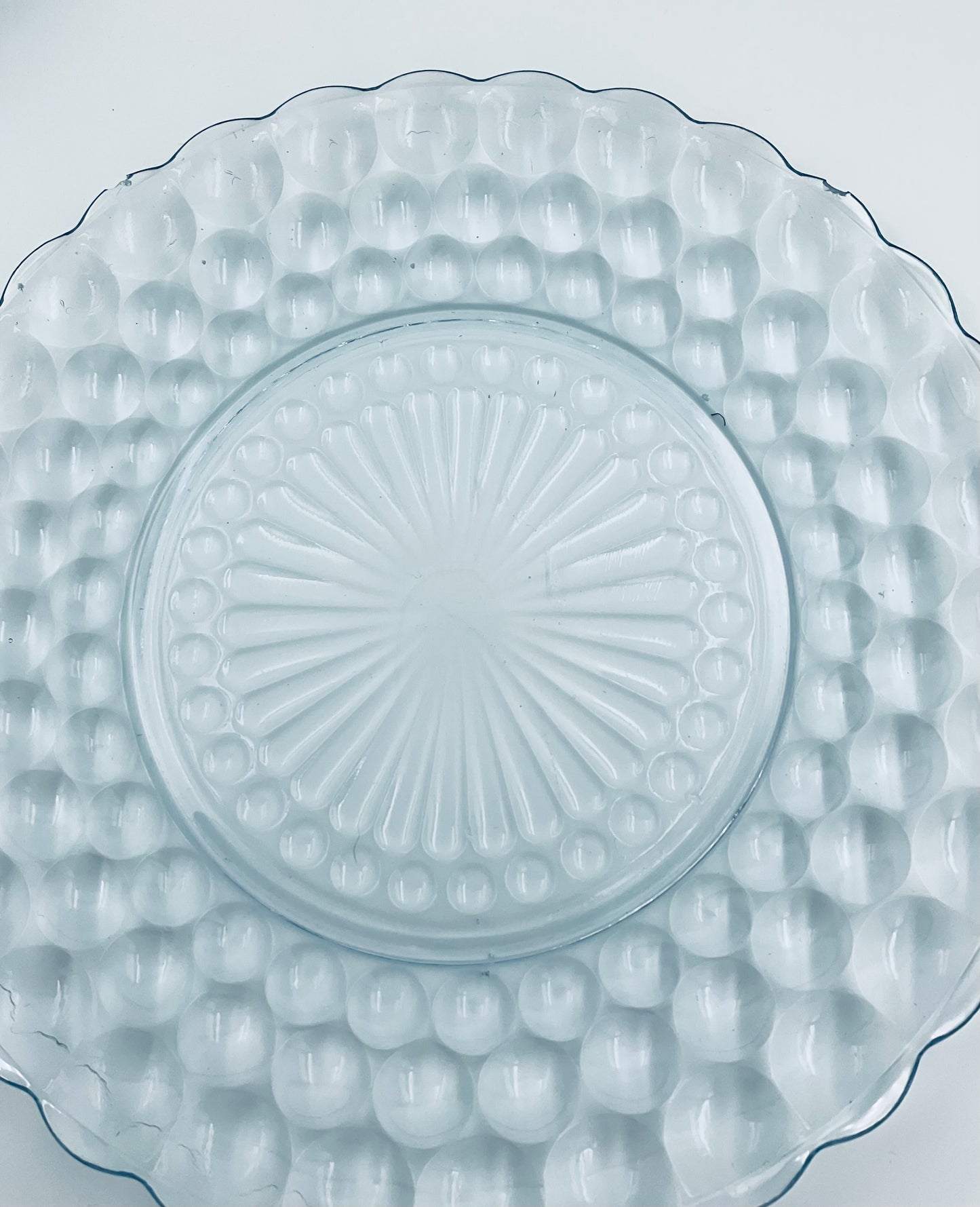Vintage Anchor Hocking Light Blue Bubble Dessert Plate