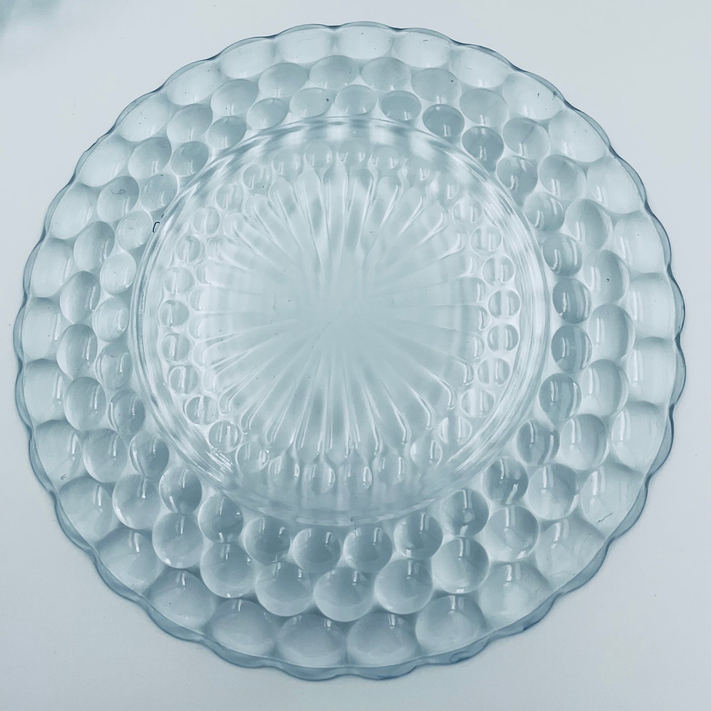 Vintage Anchor Hocking Light Blue Bubble Dessert Plate