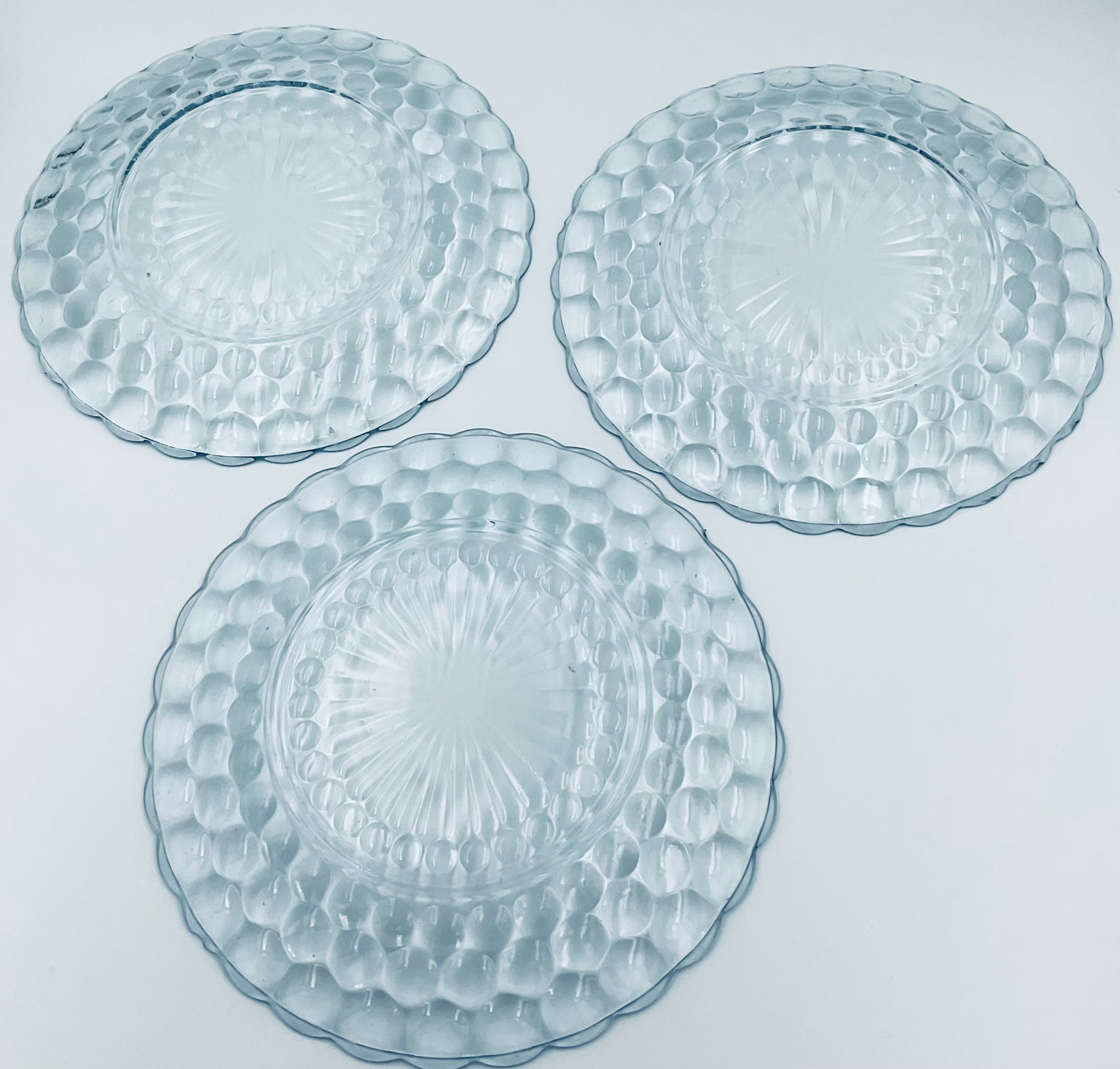 Vintage Anchor Hocking Light Blue Bubble Dessert Plate