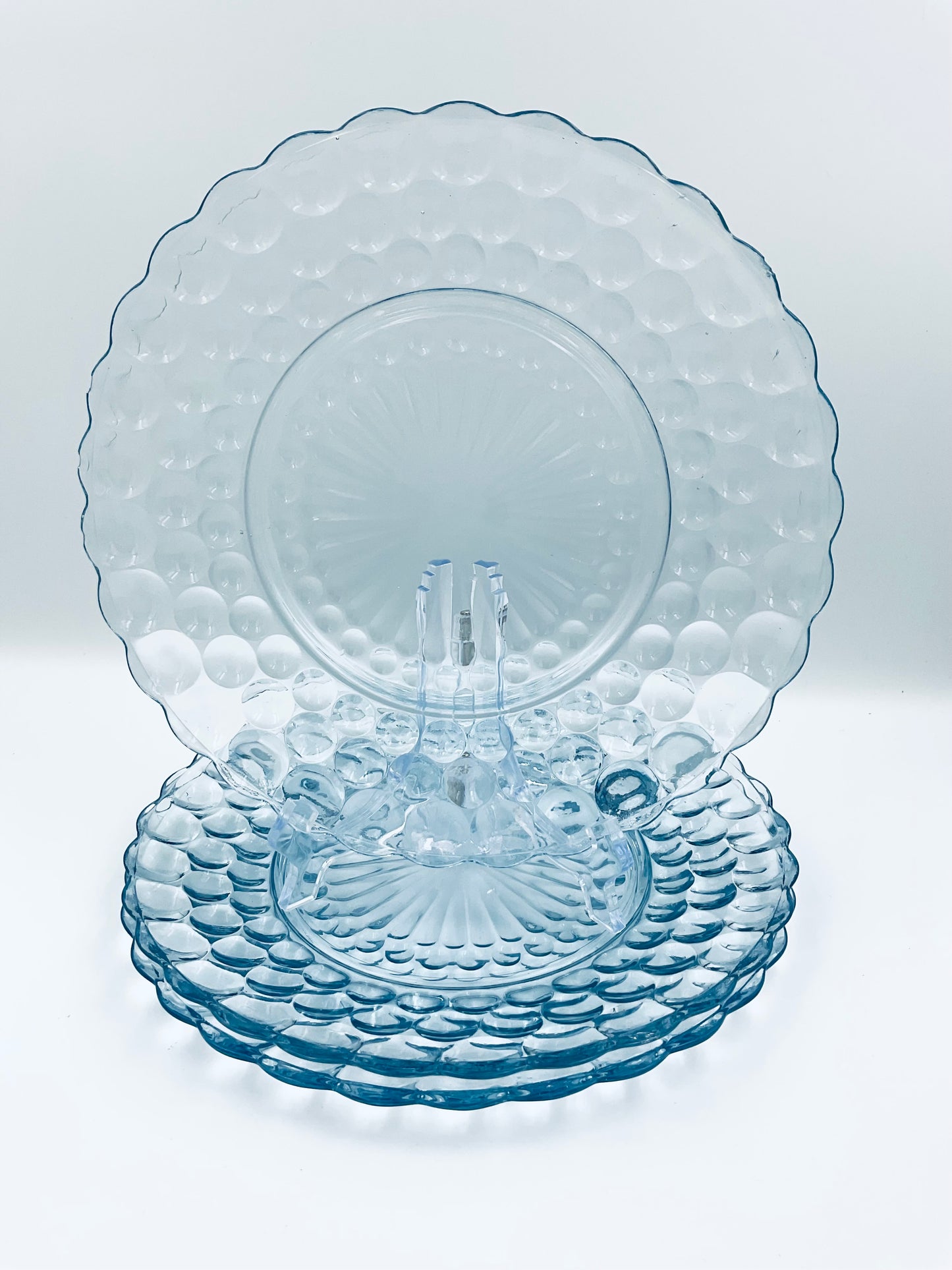 Vintage Anchor Hocking Light Blue Bubble Dessert Plate