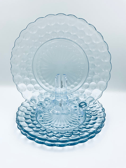 Vintage Anchor Hocking Light Blue Bubble Dessert Plate