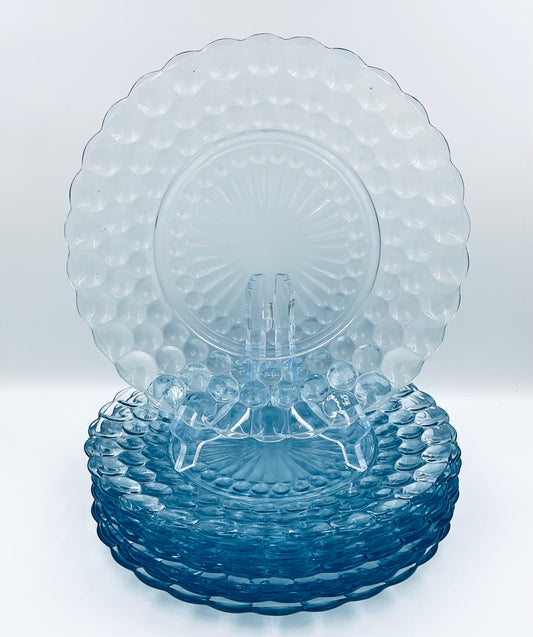 Vintage Anchor Hocking Light Blue Bubble Dessert Plate