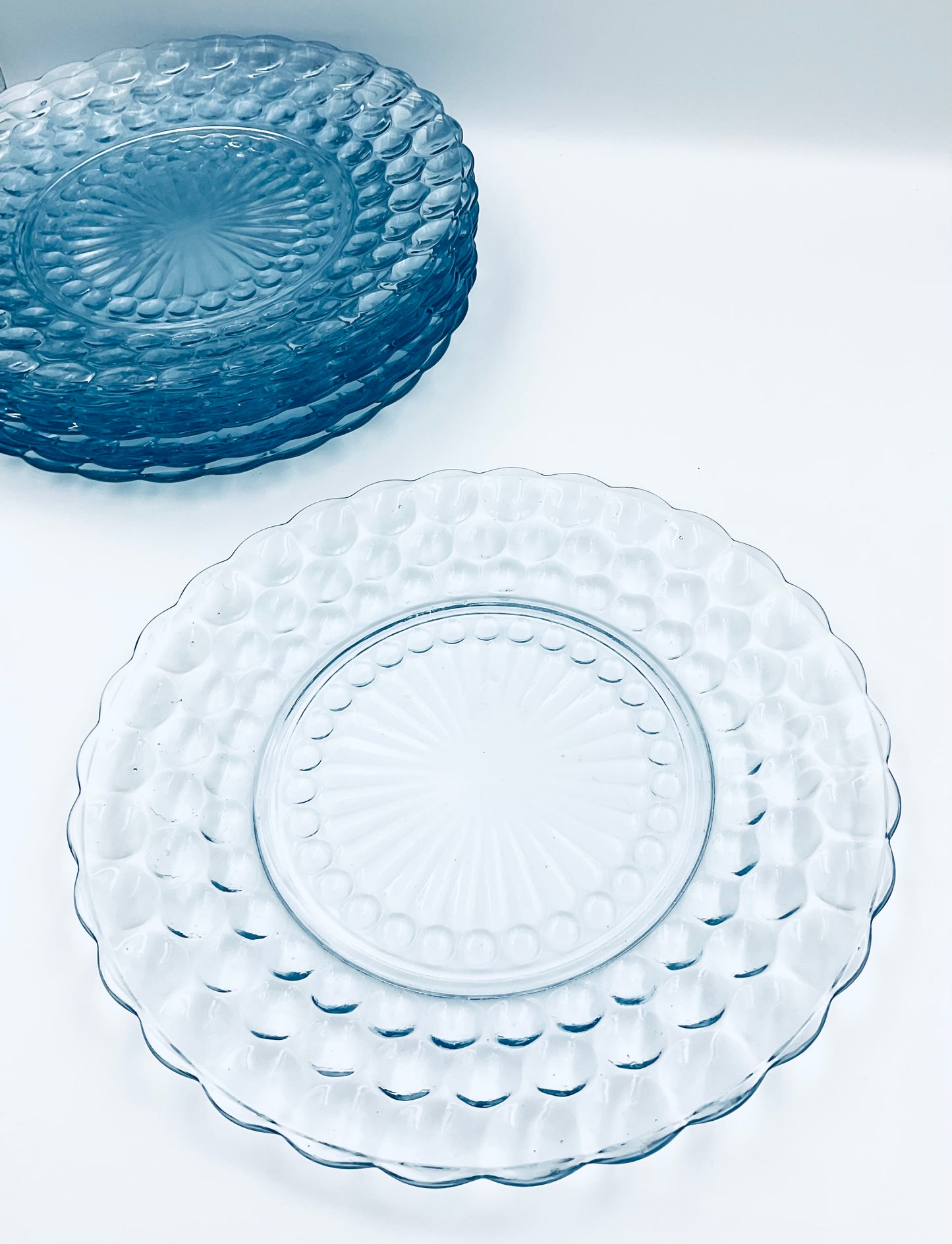 Vintage Anchor Hocking Light Blue Bubble Dessert Plate