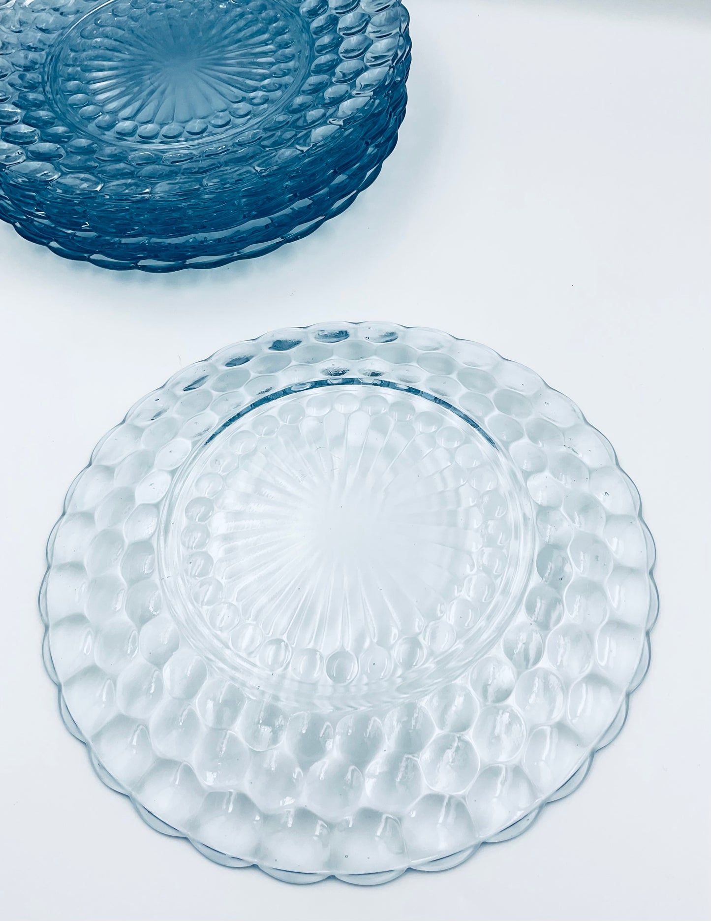 Vintage Anchor Hocking Light Blue Bubble Dessert Plate