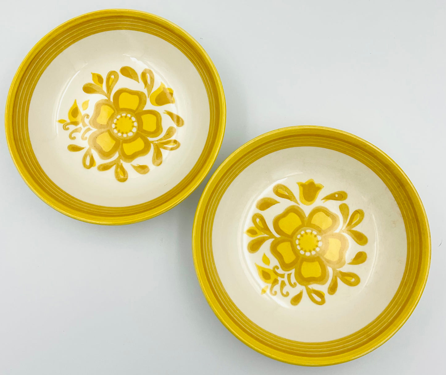 Set of 2 Vintage Royal China Ironstone Small Bowls in the Damsel Pattern.