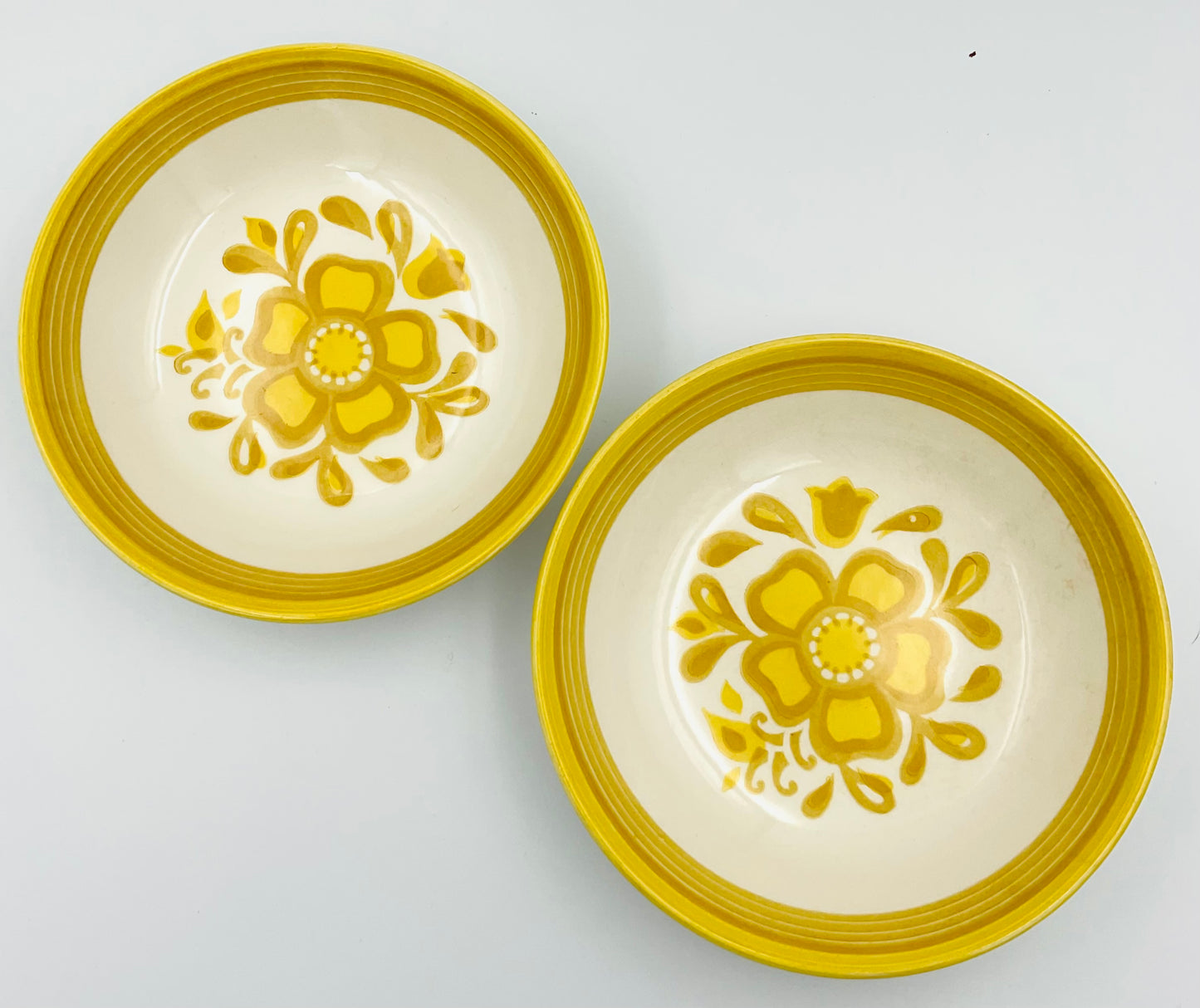 Set of 2 Vintage Royal China Ironstone Small Bowls in the Damsel Pattern.