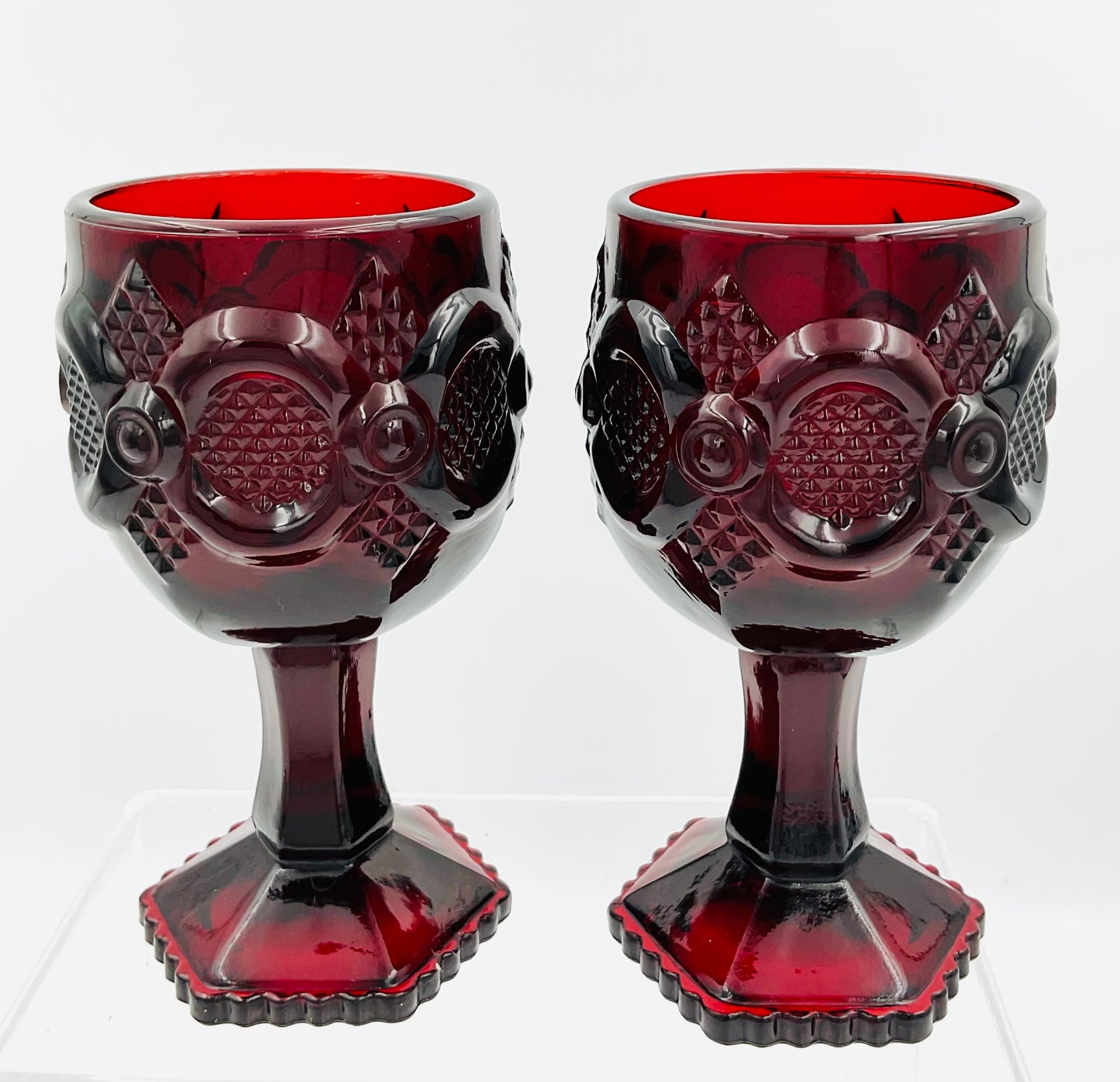 Set of 2 Avon Ruby Red Cape Cod Collection Glasses