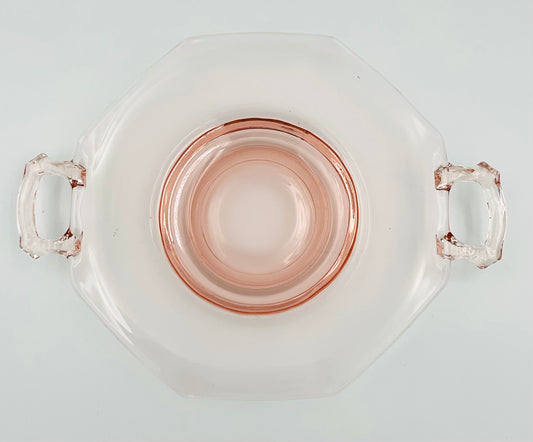 Vintage Pink Depression Glass Cake/Sandwich Plate with Handles