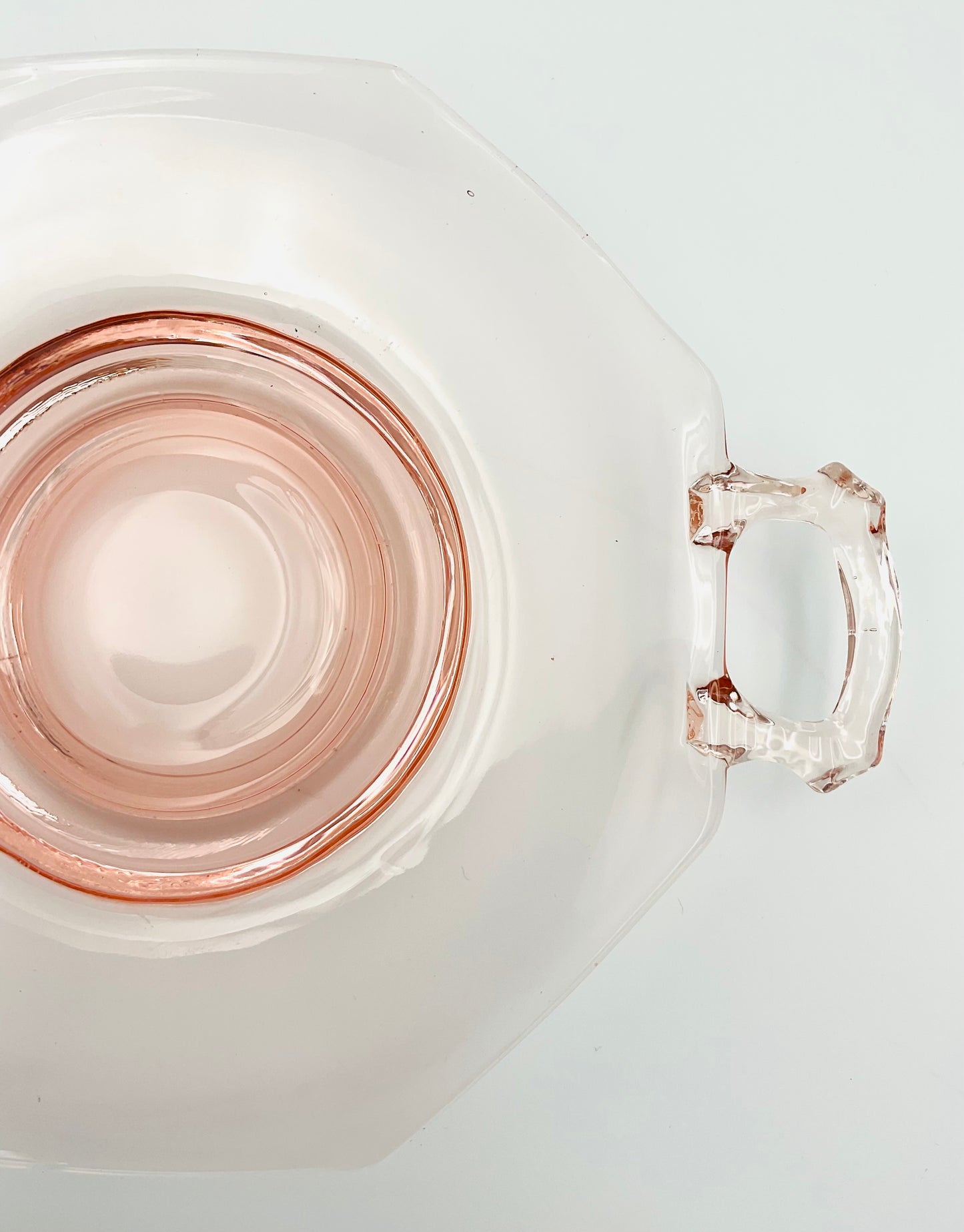 Vintage Pink Depression Glass Cake/Sandwich Plate with Handles