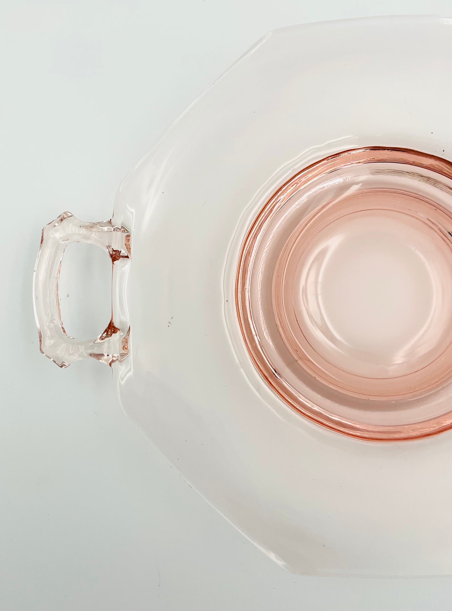 Vintage Pink Depression Glass Cake/Sandwich Plate with Handles
