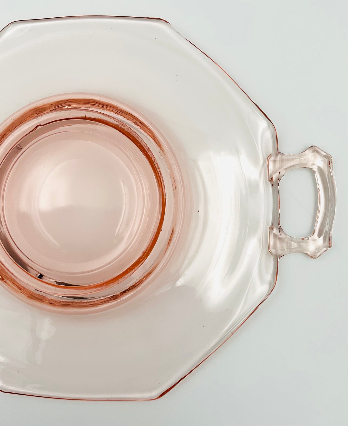 Vintage Pink Depression Glass Cake/Sandwich Plate with Handles