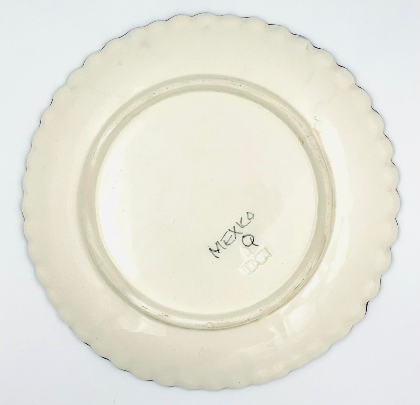 Vintage Talavera Blue & White Mexican Hand Painted Pottery Plate