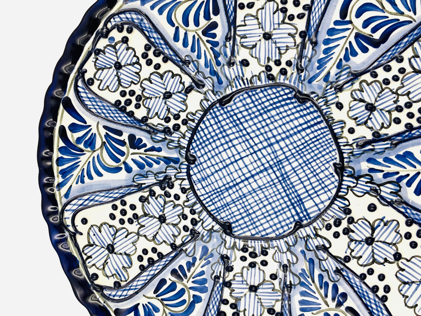 Vintage Talavera Blue & White Mexican Hand Painted Pottery Plate