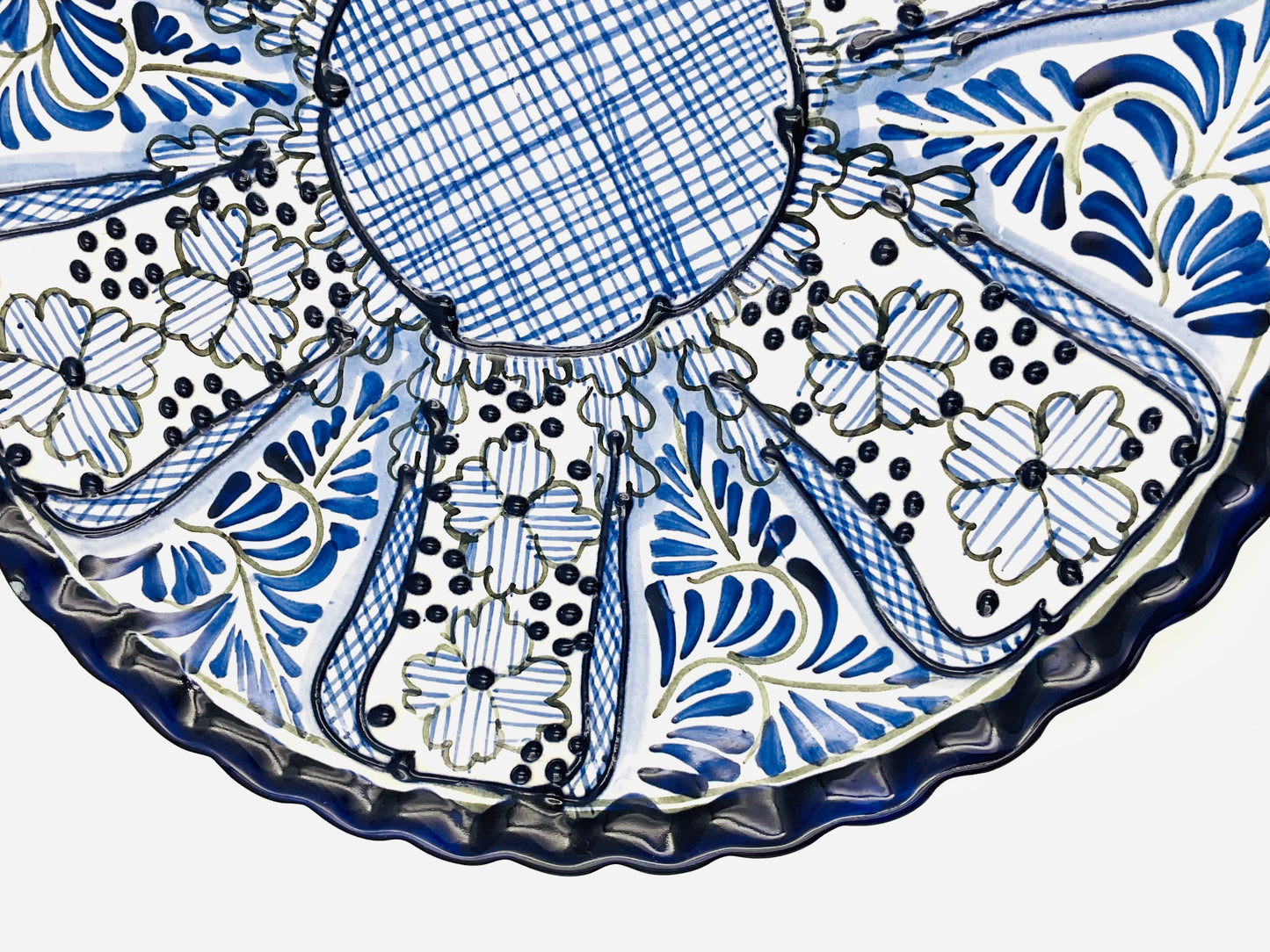 Vintage Talavera Blue & White Mexican Hand Painted Pottery Plate