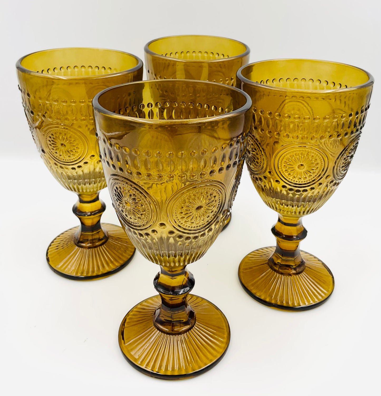 Vintage Robert Stanley Taupe Amber Goblets - Set of 4