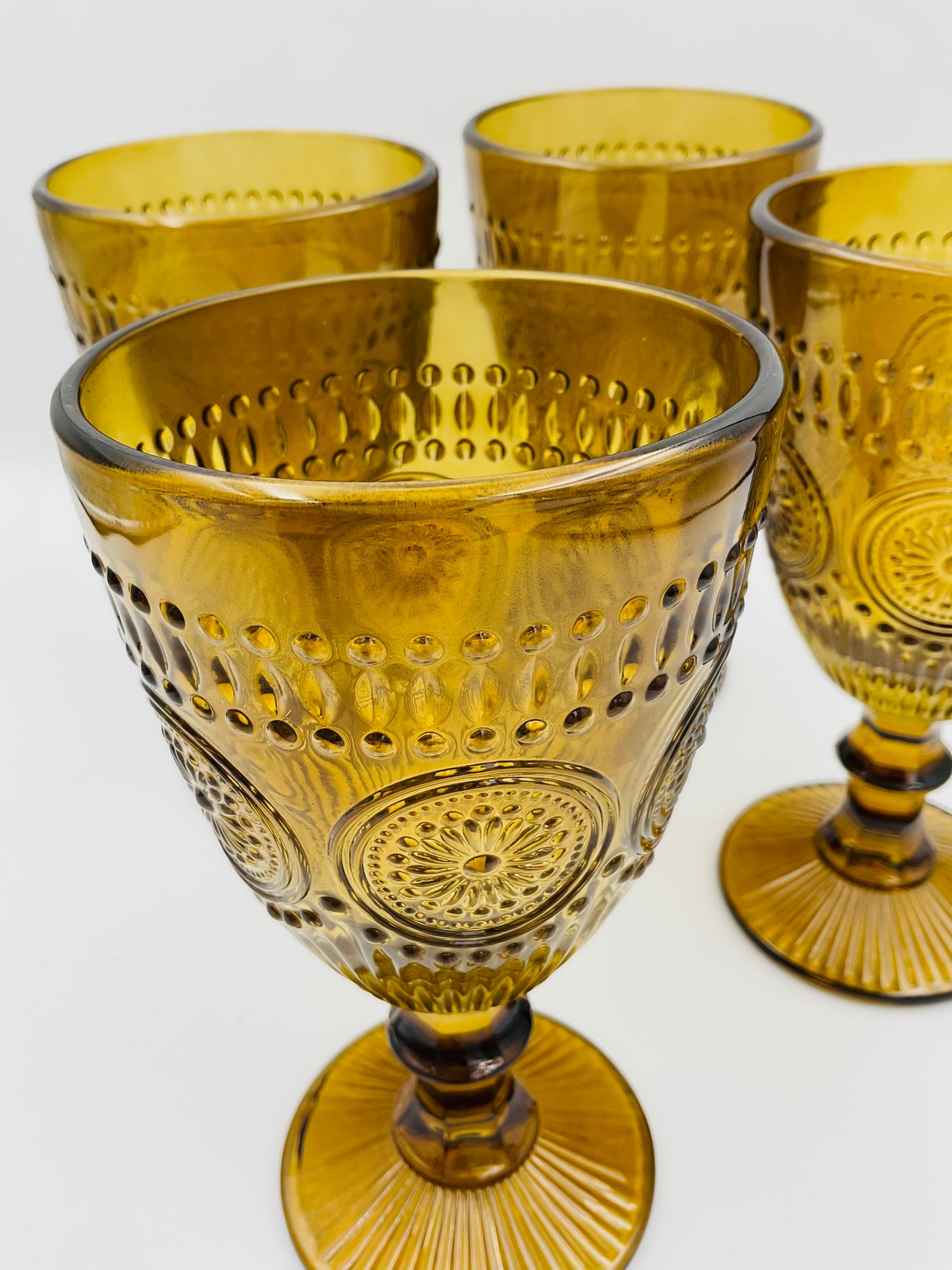 Vintage Robert Stanley Taupe Amber Goblets - Set of 4