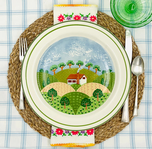 Vintage Sango Sangostone "Country Cottage" Dinner Plates - Set of 2