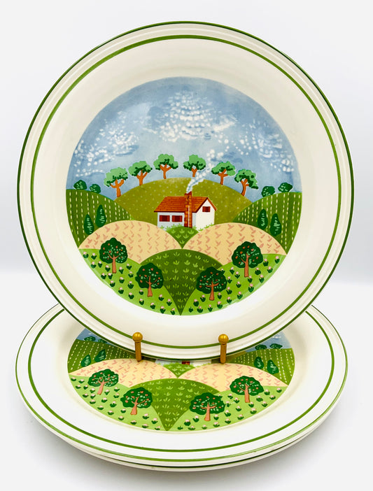 Vintage Sango Sangostone "Country Cottage" Dinner Plates - Set of 3