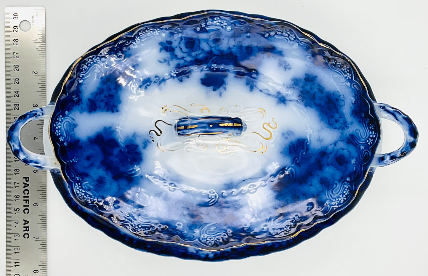 Antique Alfred Meakin Devon Pattern Flow Blue Tureen