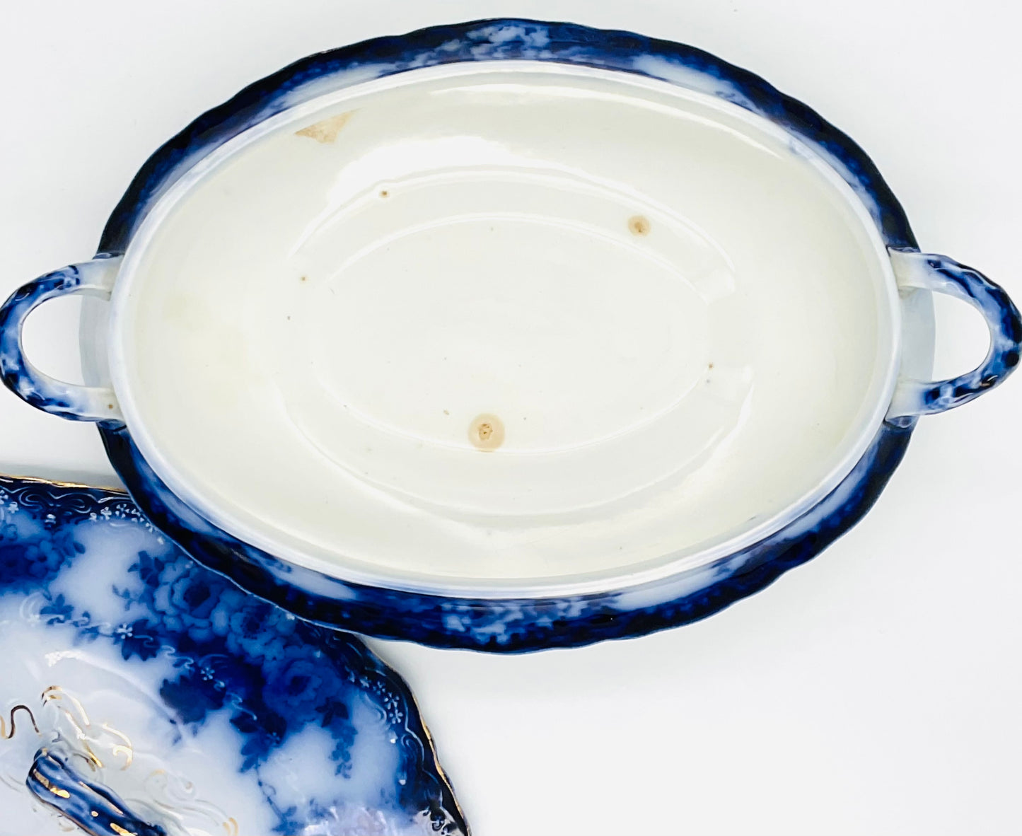 Antique Alfred Meakin Devon Pattern Flow Blue Tureen