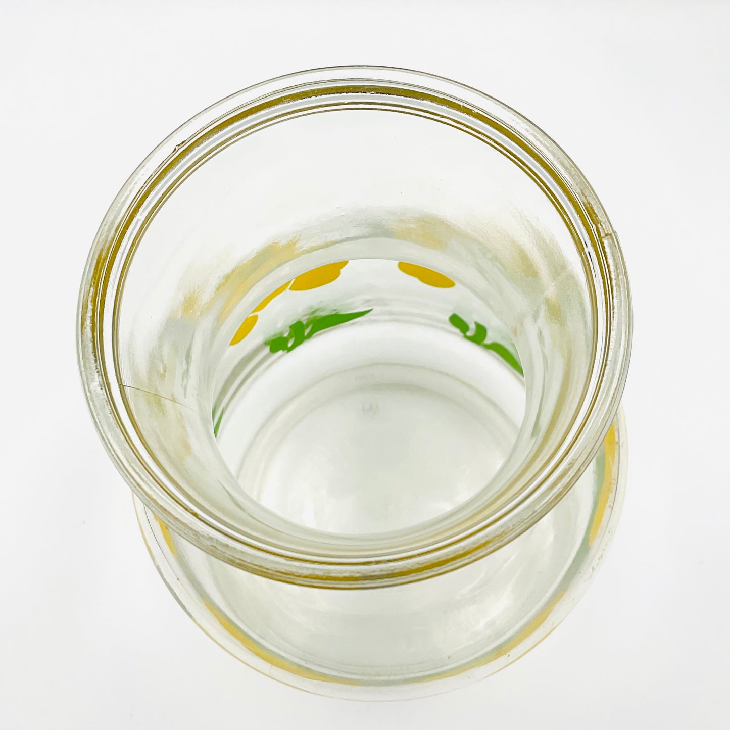 Anchor Hocking Foxy / Yellow Poppy Glass Pitcher and 3 Tumblers