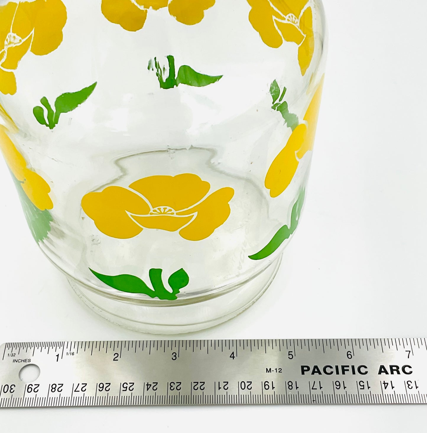 Anchor Hocking Foxy / Yellow Poppy Glass Pitcher and 3 Tumblers