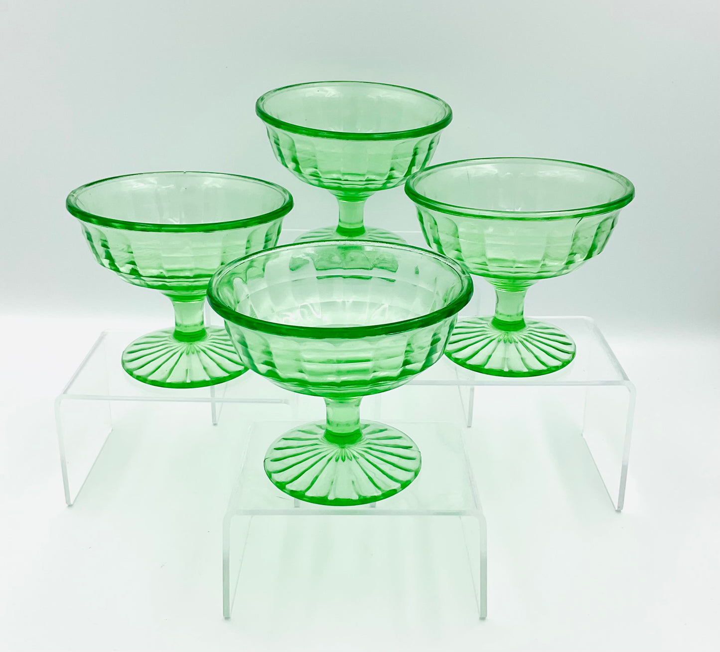 Vintage Anchor Hocking Block Optic Sherbet Cups - Set of 4