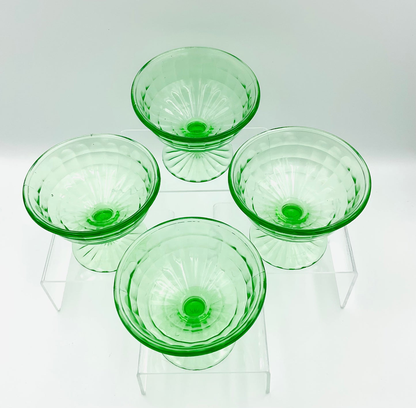 Vintage Anchor Hocking Block Optic Sherbet Cups - Set of 4