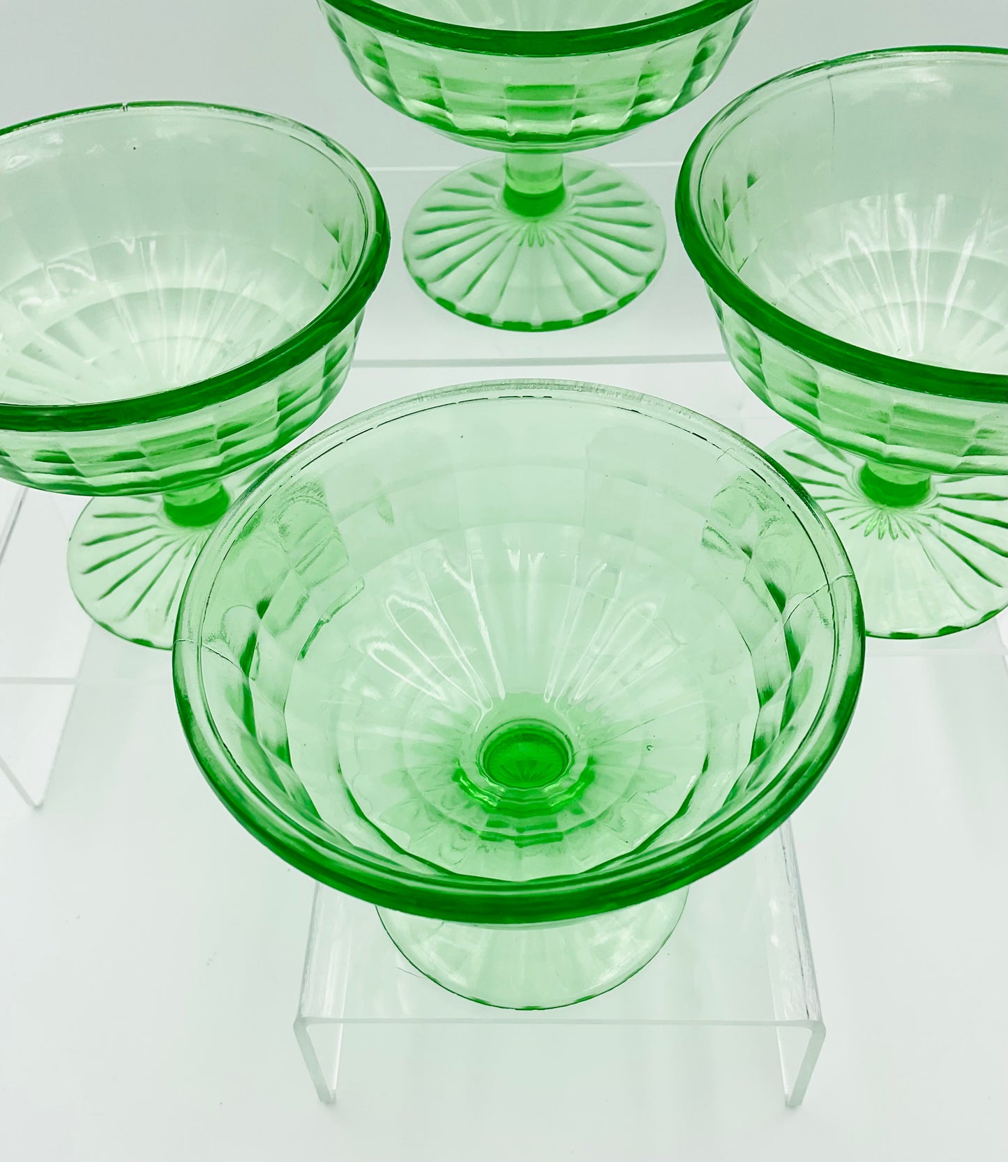 Vintage Anchor Hocking Block Optic Sherbet Cups - Set of 4