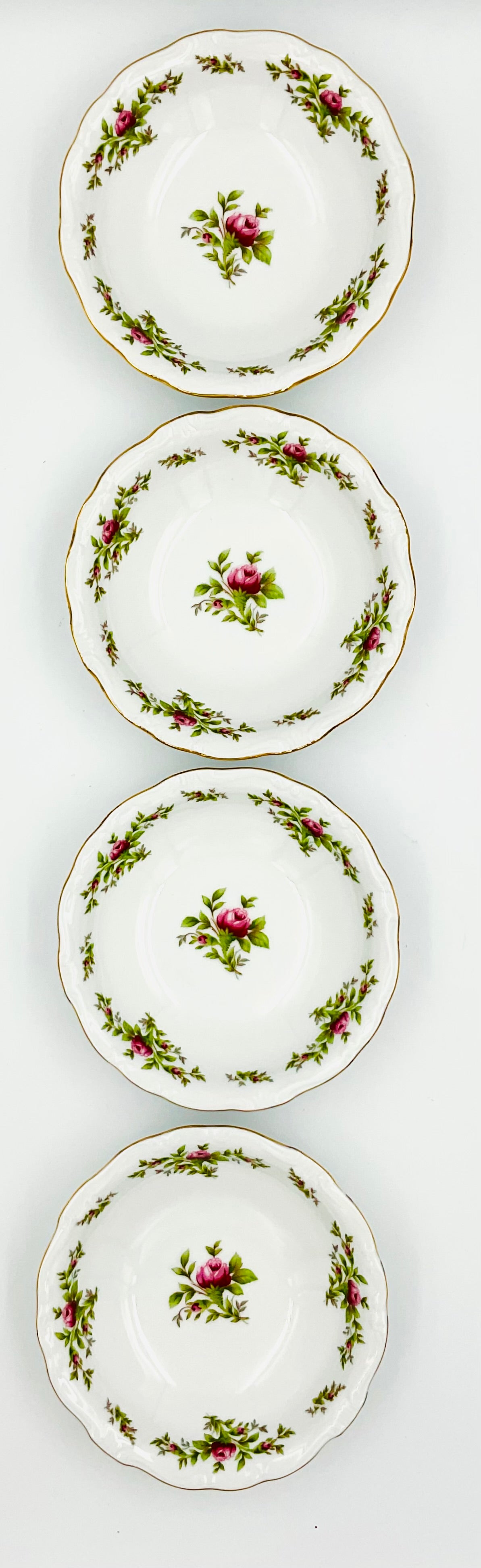 Vintage Johann Haviland Moss Rose Fine China Berry Bowls - Set of 4