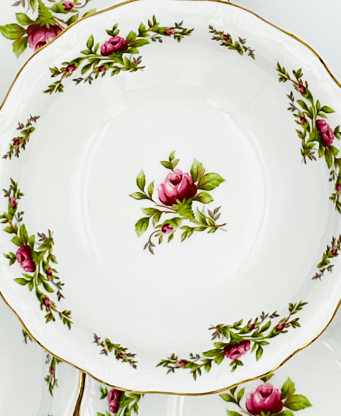 Vintage Johann Haviland Moss Rose Fine China Berry Bowls - Set of 4