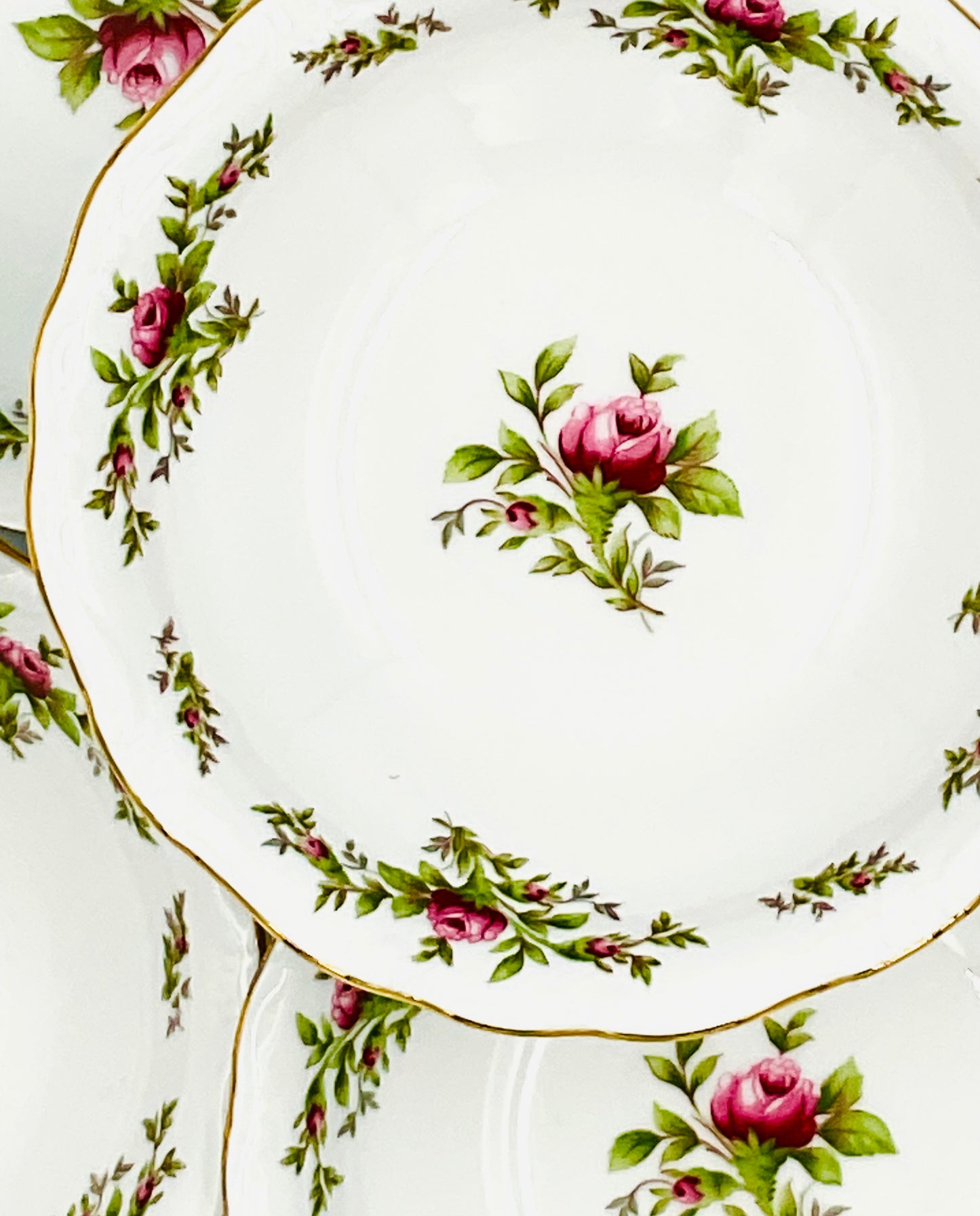 Vintage Johann Haviland Moss Rose Fine China Berry Bowls - Set of 4