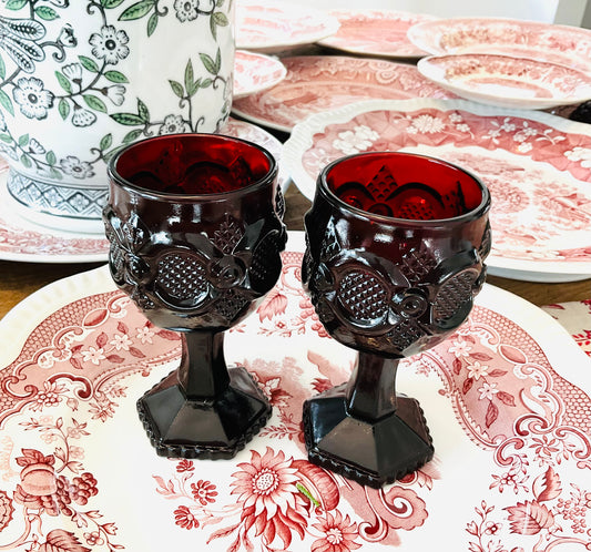 Set of 2 Avon Ruby Red Cape Cod Collection Glasses