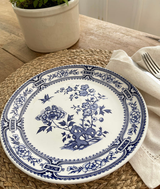 Vintage O'Farril China Blue White Ironstone Transferware Plate