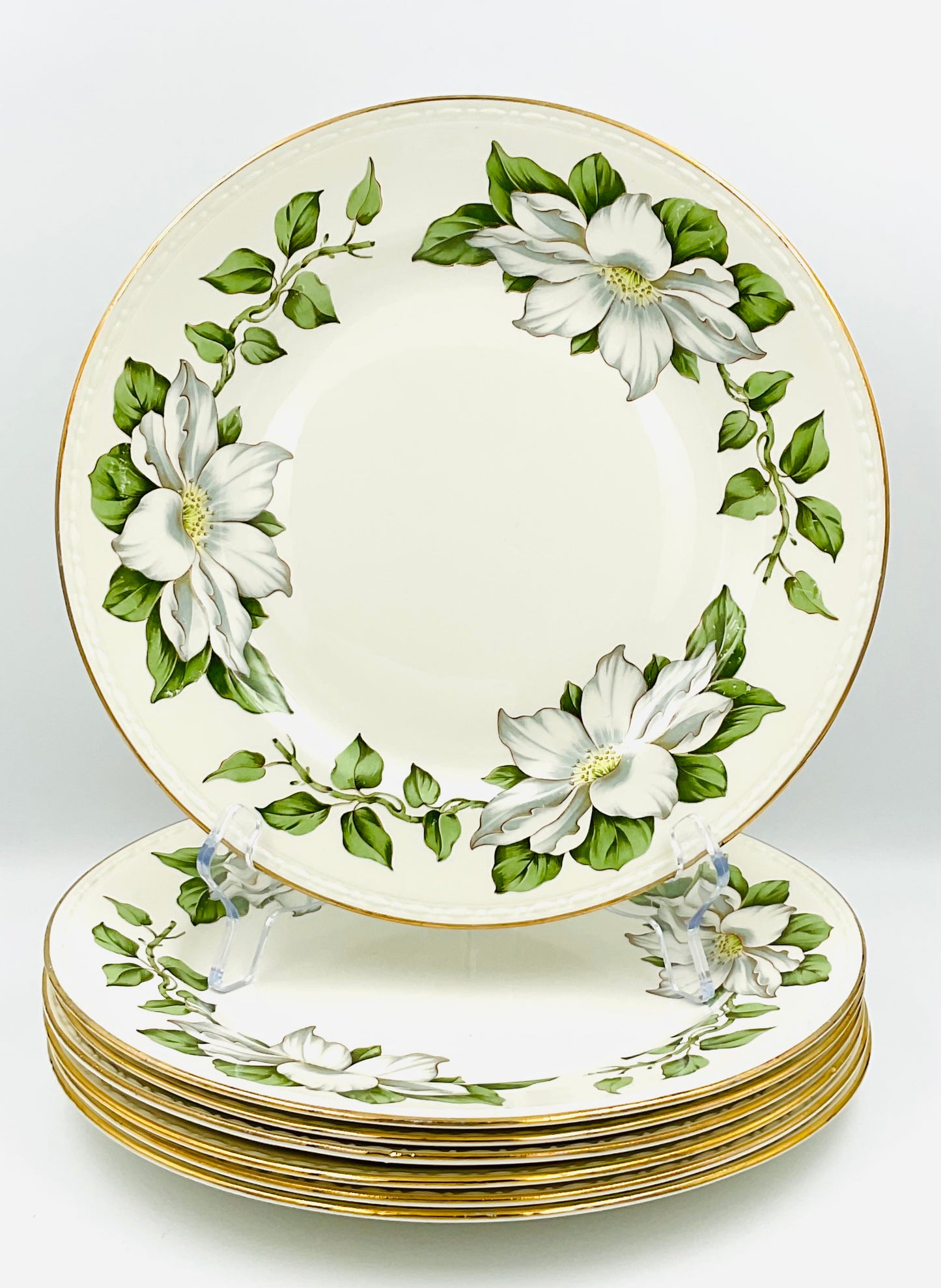 Vintage Homer Laughlin Eggshell Georgian Dinner Plates in Cotillion Pattern - Set of 2